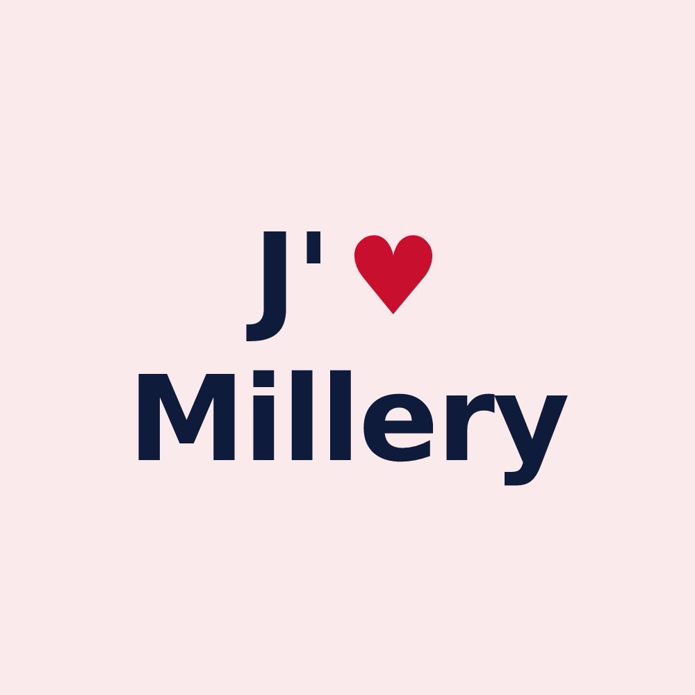 Magnet personnalisé Millery — design « J'aime Millery » imprimé sur le magnet