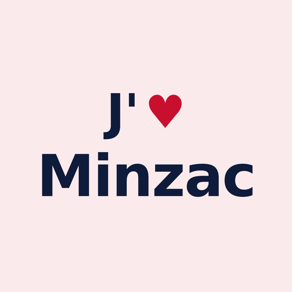 Magnet personnalisé Minzac — design J'aime Minzac