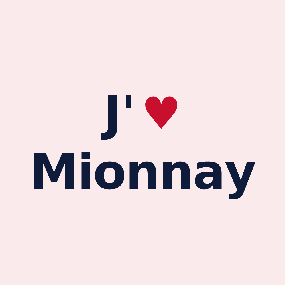 Magnet personnalisé Mionnay — design « J'aime Mionnay » imprimé sur le magnet
