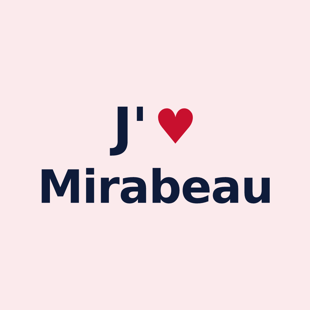 Magnet personnalisé Mirabeau — design « J'aime Mirabeau » imprimé sur le magnet
