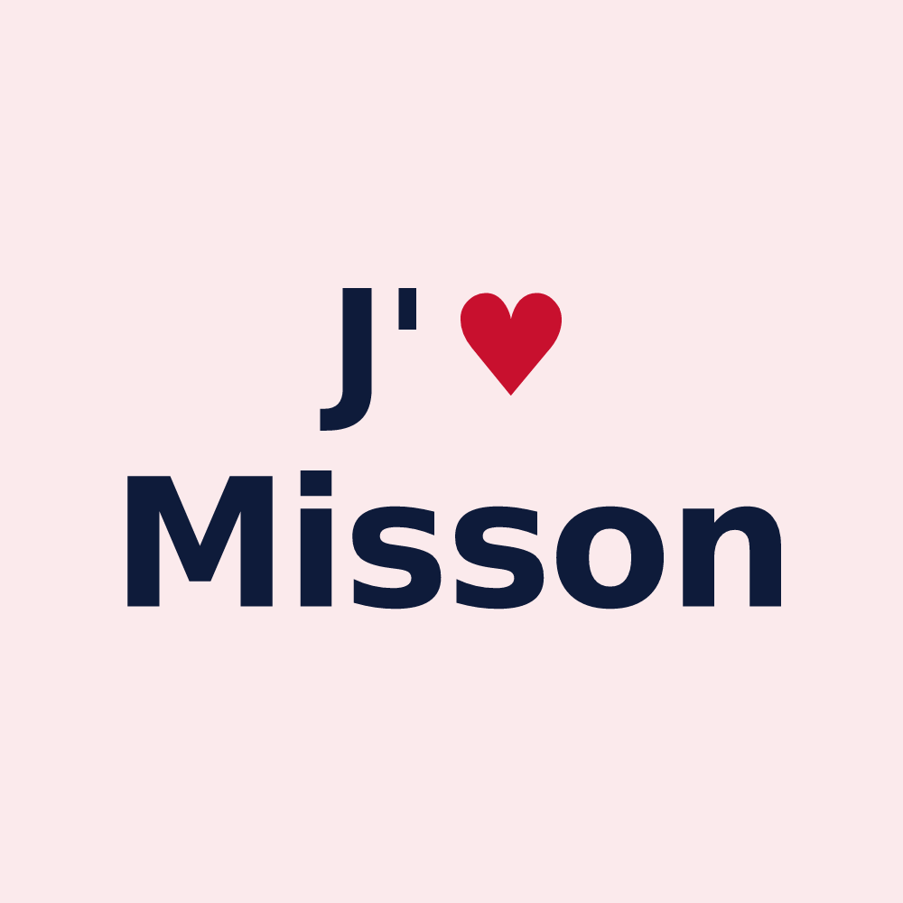 Magnet personnalisé Misson — design « J'aime Misson » imprimé sur le magnet