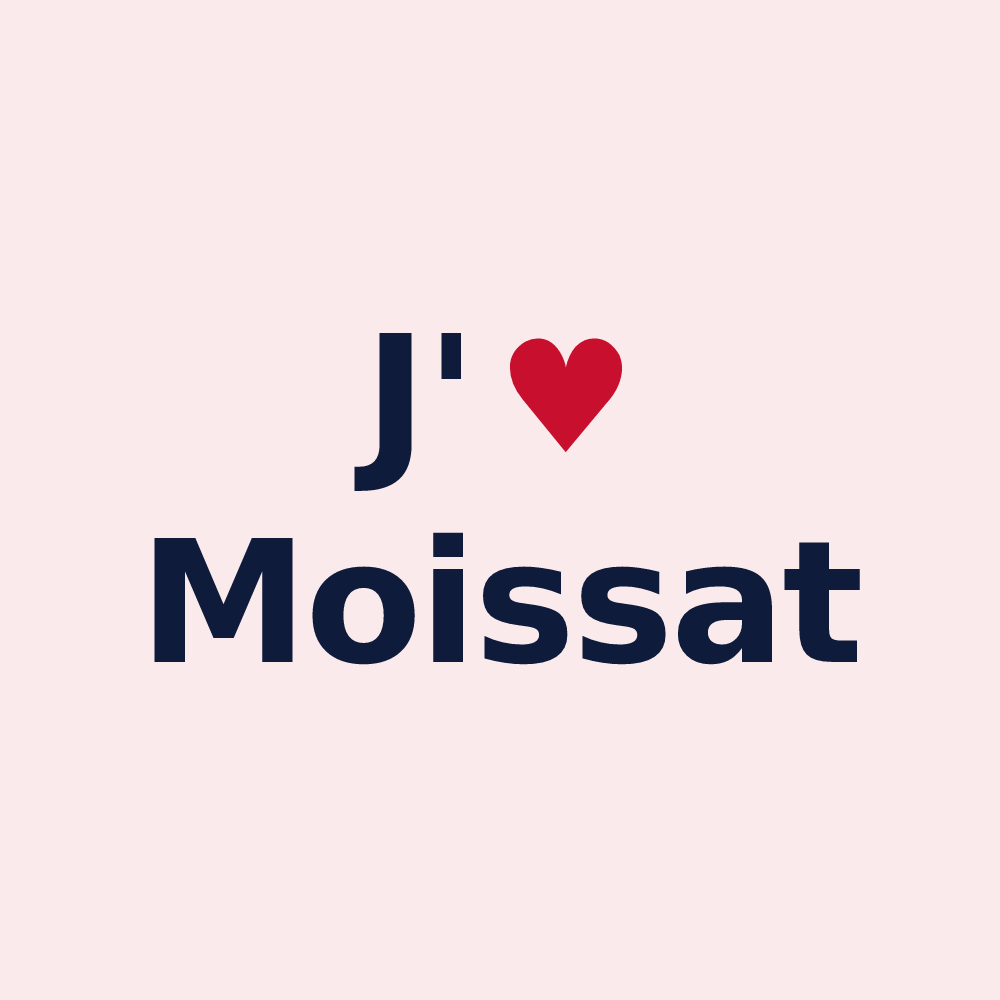 Magnet personnalisé Moissat — design « J'aime Moissat » imprimé sur le magnet