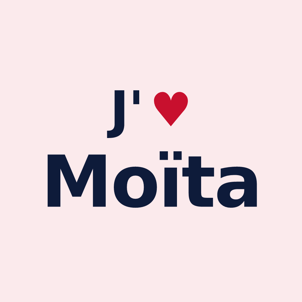 Magnet personnalisé Moïta — design « J'aime Moïta » imprimé sur le magnet