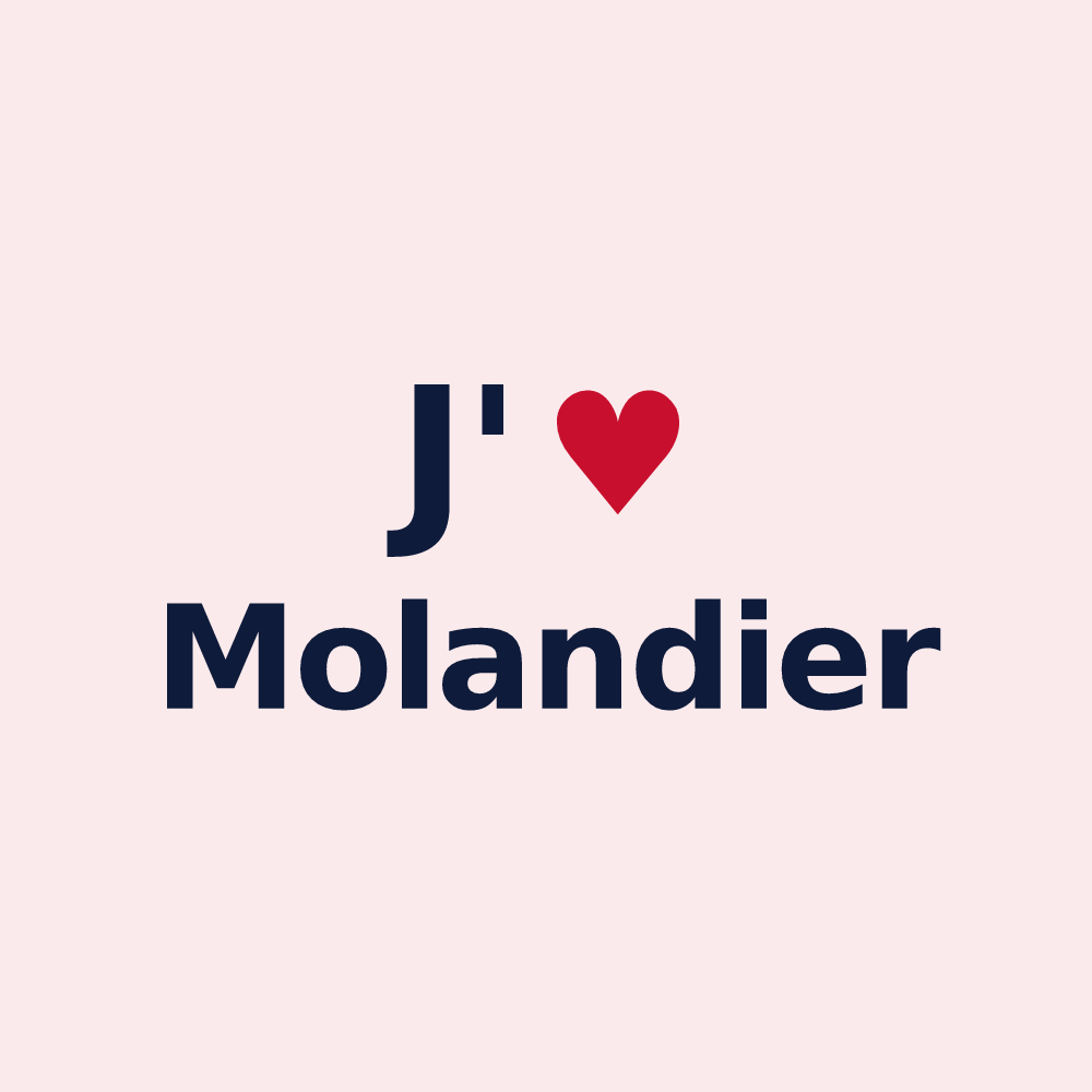 Magnet personnalisé Molandier — design « J'aime Molandier » imprimé sur le magnet
