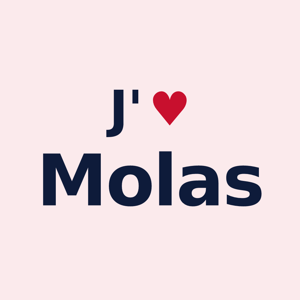 Magnet personnalisé Molas — design « J'aime Molas » imprimé sur le magnet