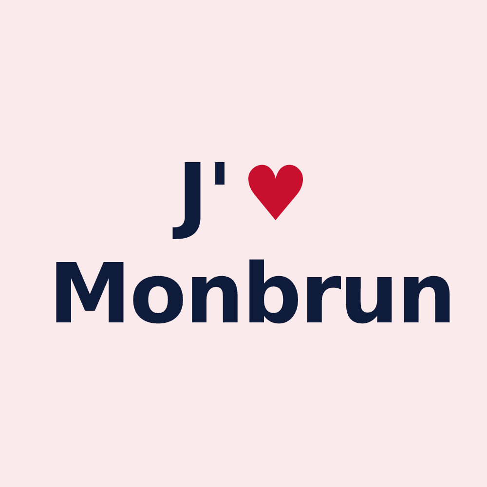 Magnet personnalisé Monbrun — design « J'aime Monbrun » imprimé sur le magnet