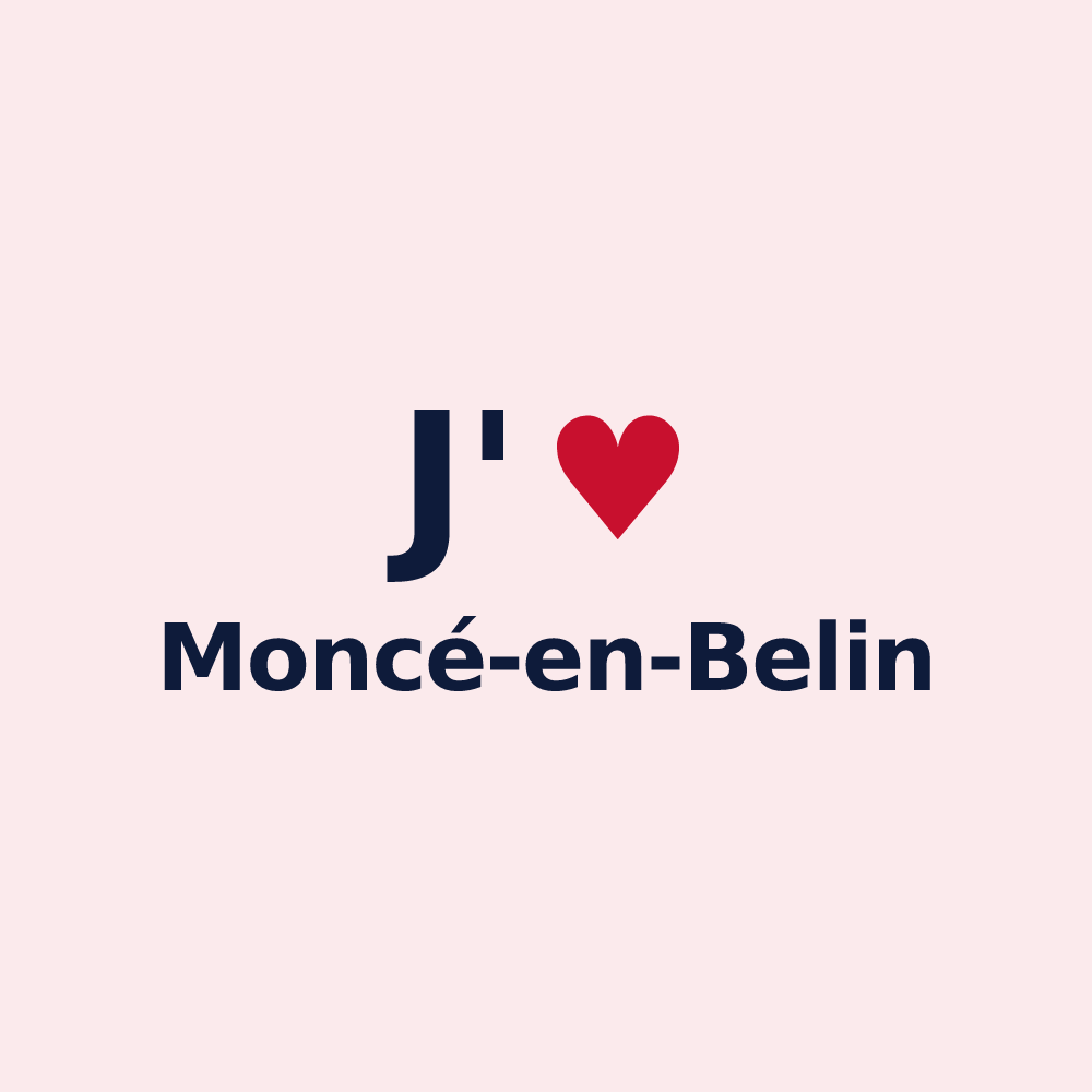 Magnet personnalisé Moncé-en-Belin — design J'aime Moncé-en-Belin