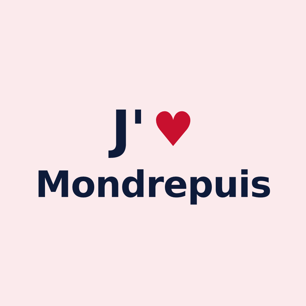 Magnet personnalisé Mondrepuis — design « J'aime Mondrepuis » imprimé sur le magnet