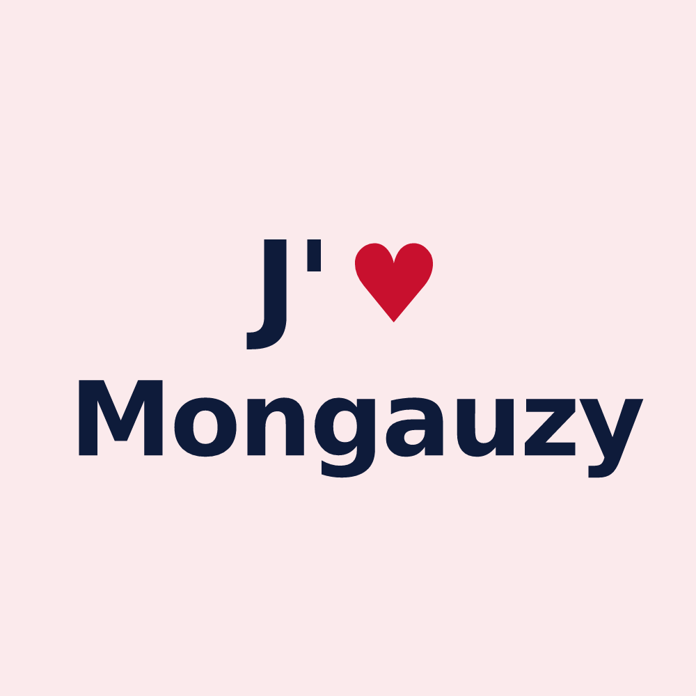 Magnet personnalisé Mongauzy — design « J'aime Mongauzy » imprimé sur le magnet