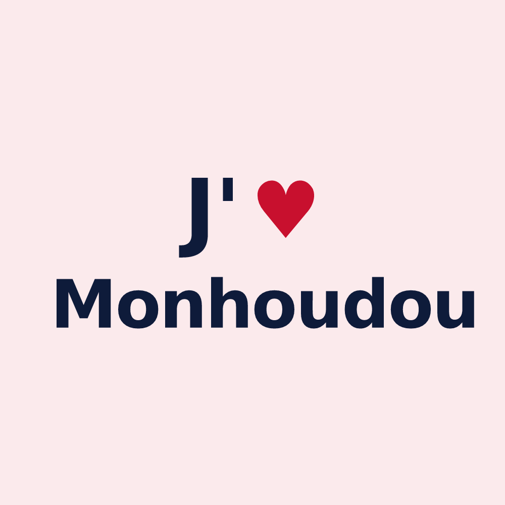 Magnet personnalisé Monhoudou — design J'aime Monhoudou