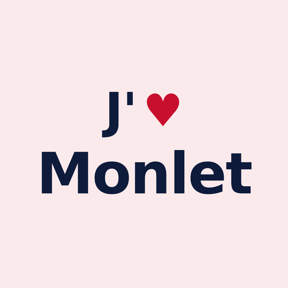 Magnet personnalisé Monlet — design « J'aime Monlet » imprimé sur le magnet