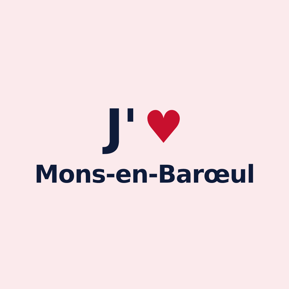 Magnet personnalisé Mons-en-Barœul — design « J'aime Mons-en-Barœul » imprimé sur le magnet