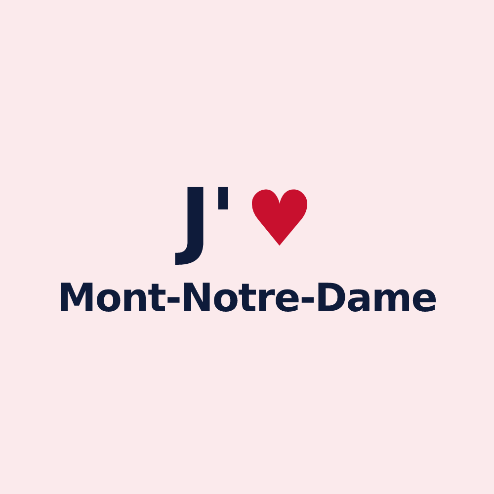 Magnet personnalisé Mont-Notre-Dame — design « J'aime Mont-Notre-Dame » imprimé sur le magnet