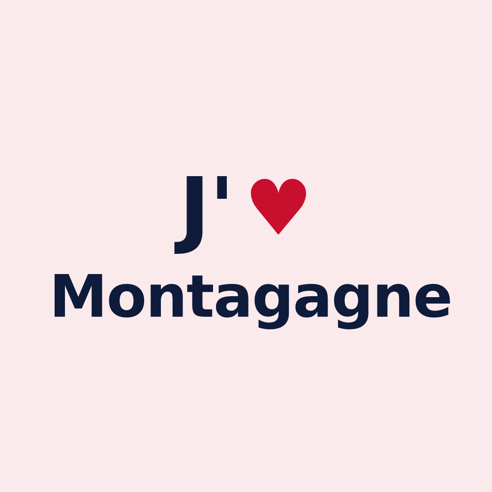 Magnet personnalisé Montagagne — design « J'aime Montagagne » imprimé sur le magnet