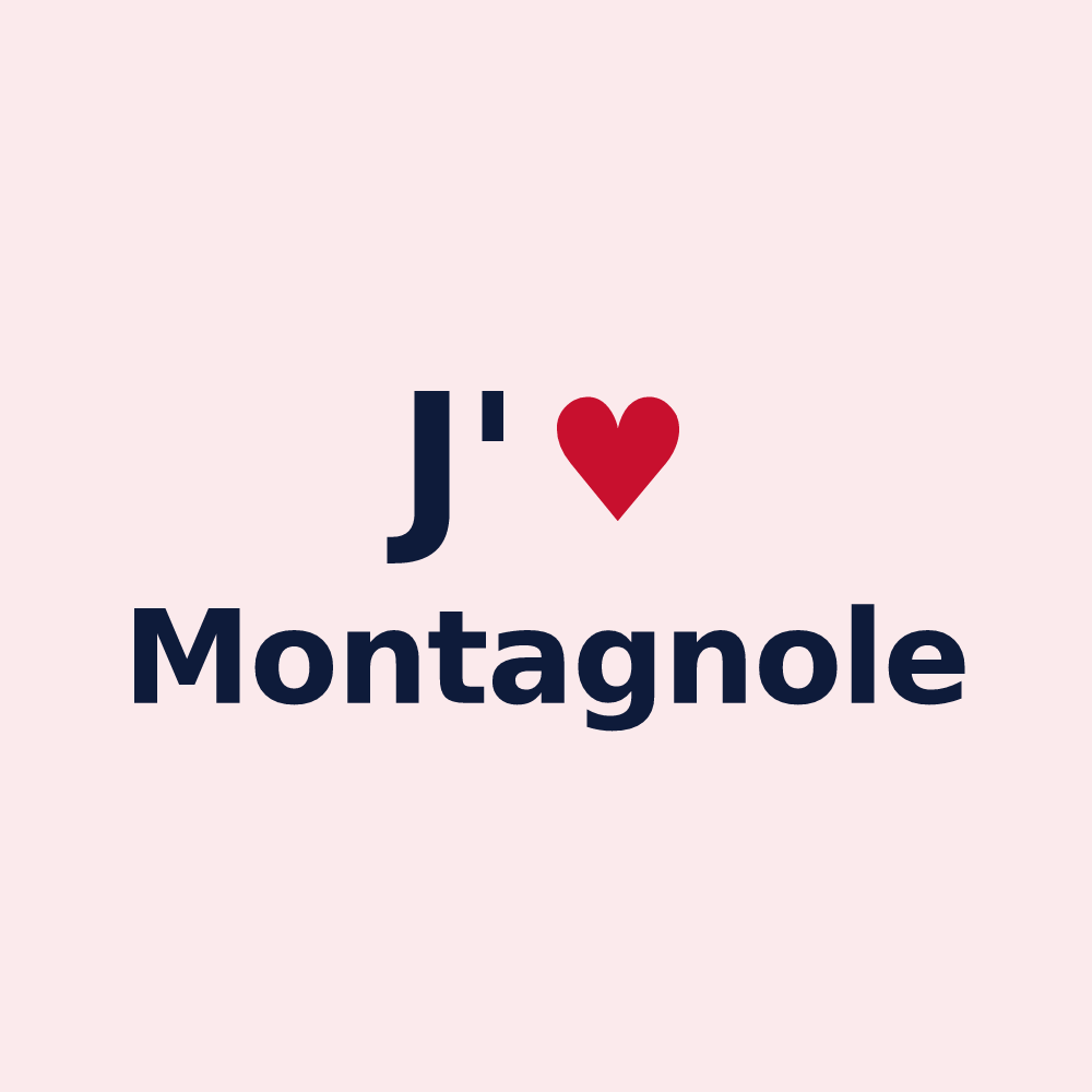 Magnet personnalisé Montagnole — design « J'aime Montagnole » imprimé sur le magnet