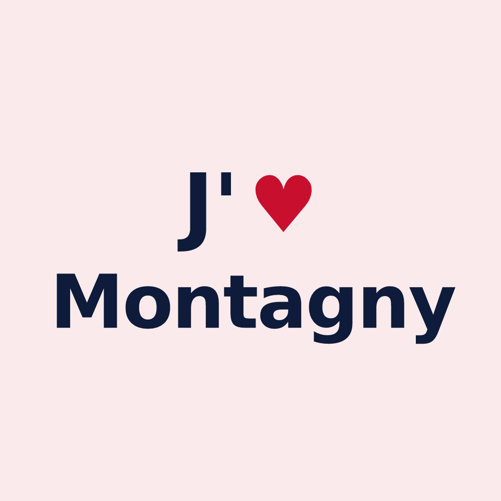 Magnet personnalisé Montagny — design « J'aime Montagny » imprimé sur le magnet
