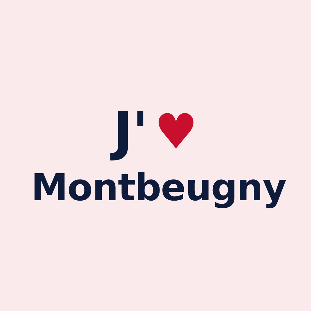 Magnet personnalisé Montbeugny — design « J'aime Montbeugny » imprimé sur le magnet