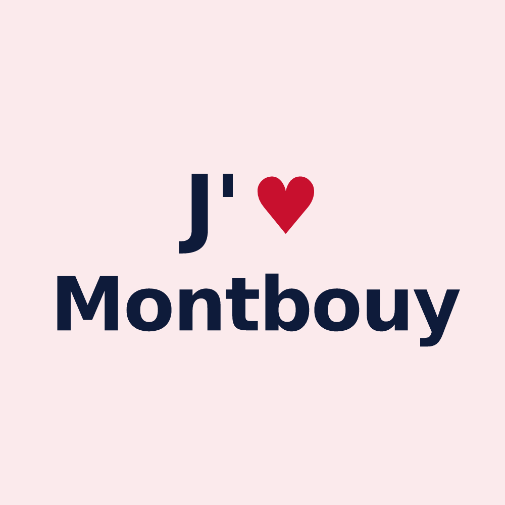 Magnet personnalisé Montbouy — design J'aime Montbouy