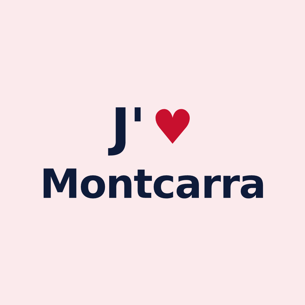 Magnet personnalisé Montcarra — design J'aime Montcarra