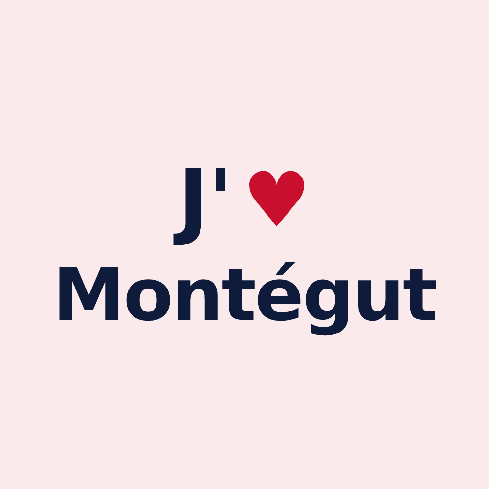 Magnet personnalisé Montégut — design « J'aime Montégut » imprimé sur le magnet