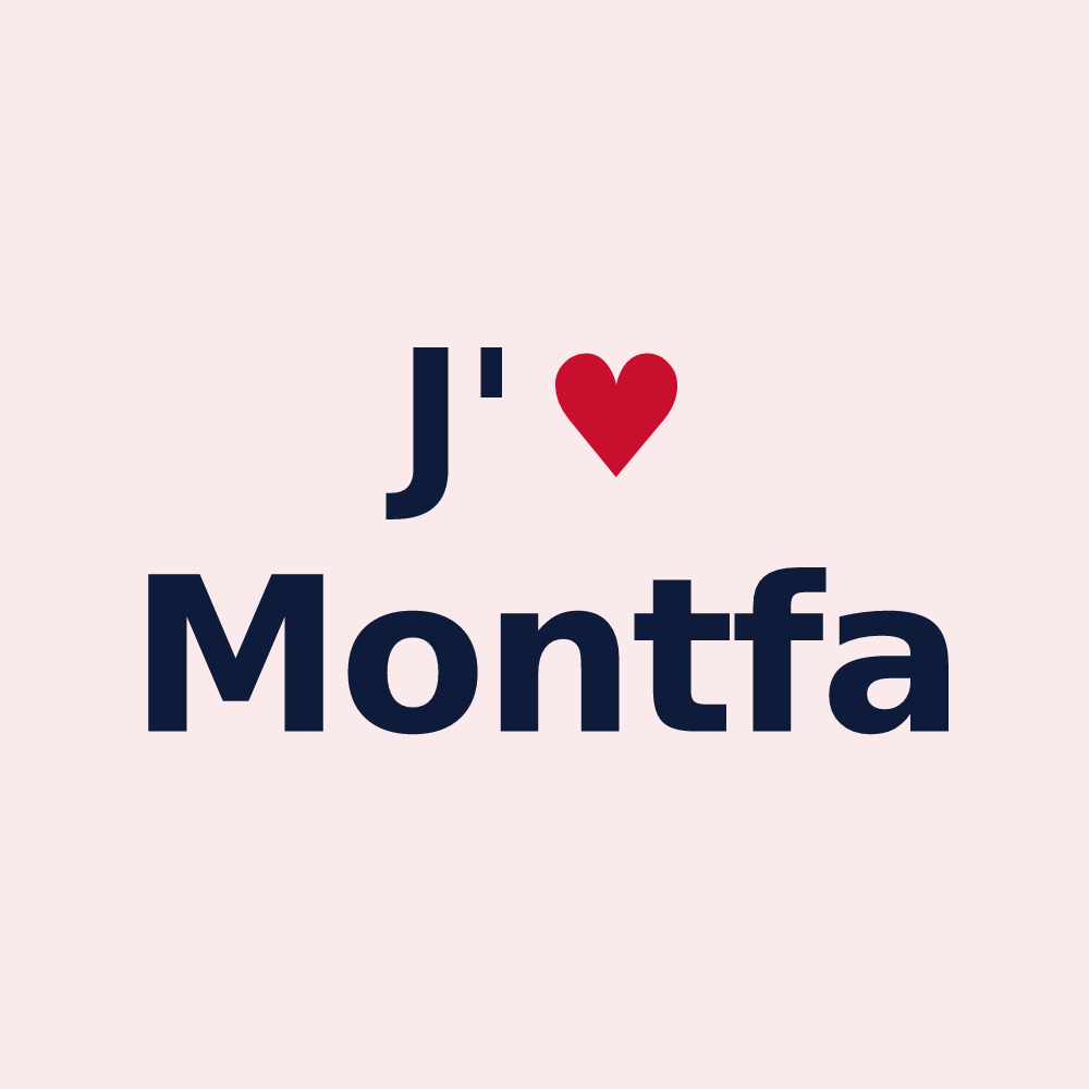 Magnet personnalisé Montfa — design « J'aime Montfa » imprimé sur le magnet