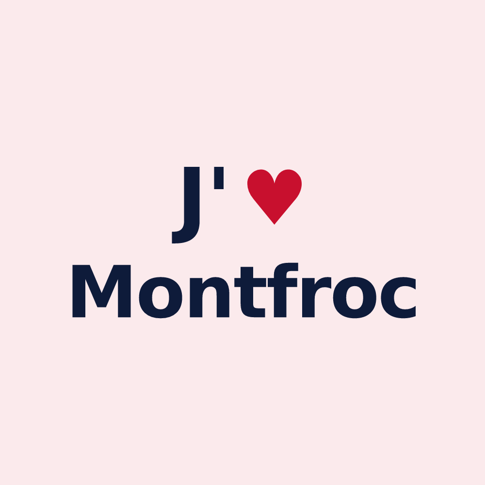Magnet personnalisé Montfroc — design J'aime Montfroc
