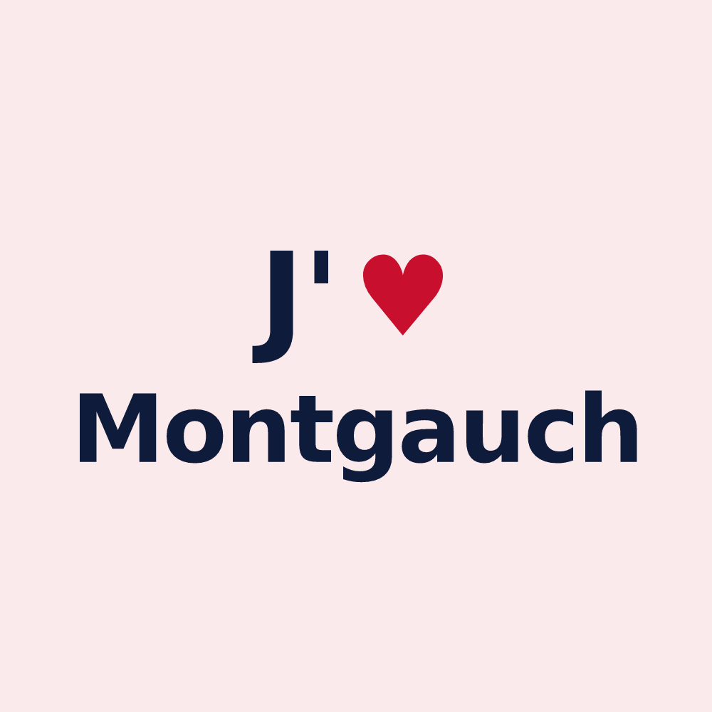 Magnet personnalisé Montgauch — design « J'aime Montgauch » imprimé sur le magnet