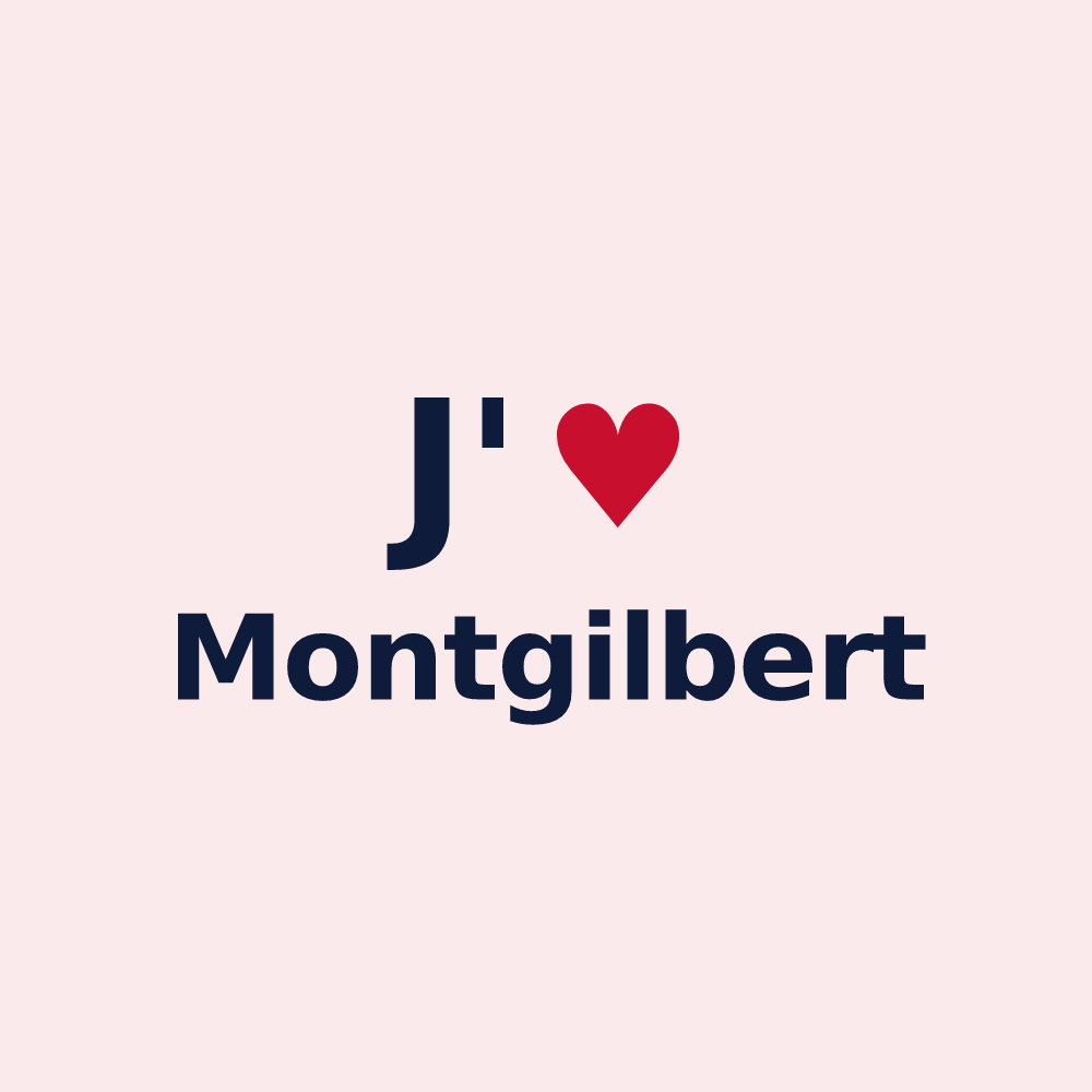 Magnet personnalisé Montgilbert — design J'aime Montgilbert