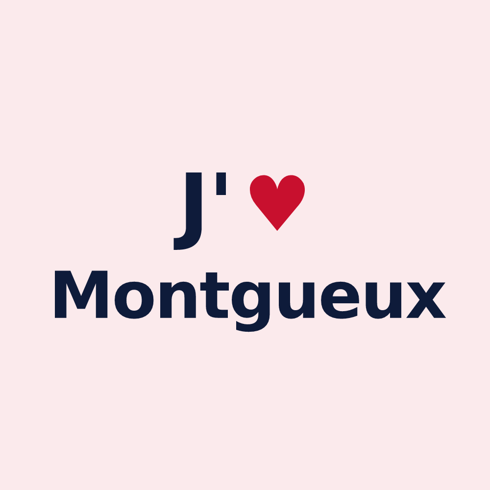 Magnet personnalisé Montgueux — design « J'aime Montgueux » imprimé sur le magnet