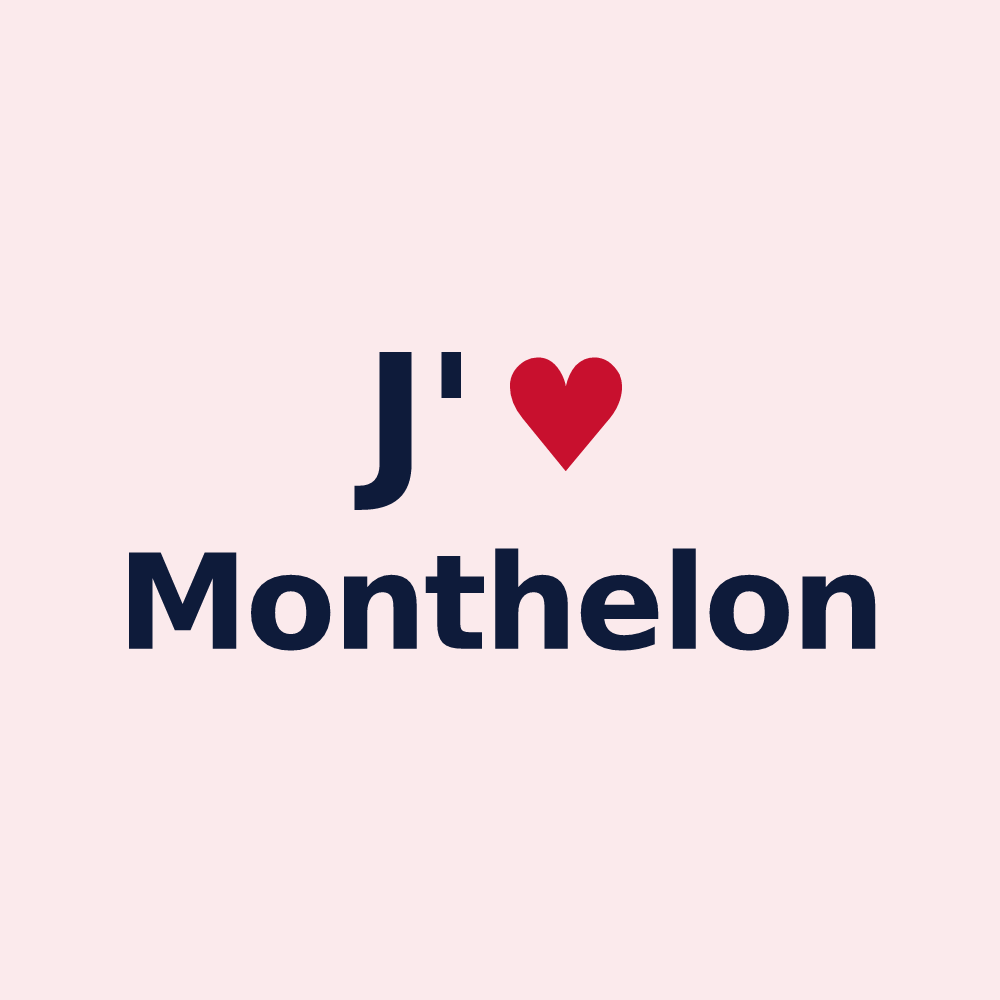 Magnet personnalisé Monthelon — design « J'aime Monthelon » imprimé sur le magnet