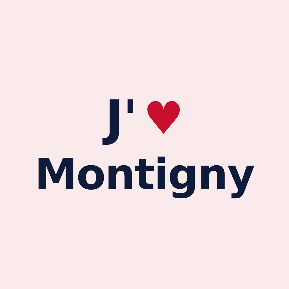 Magnet personnalisé Montigny — design « J'aime Montigny » imprimé sur le magnet