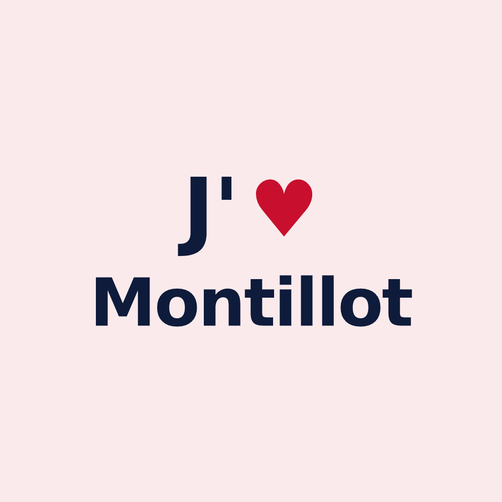 Magnet personnalisé Montillot — design « J'aime Montillot » imprimé sur le magnet