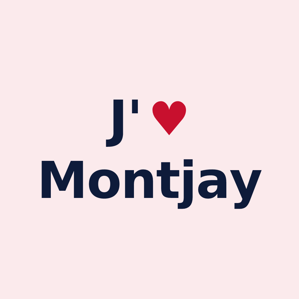 Magnet personnalisé Montjay — design « J'aime Montjay » imprimé sur le magnet