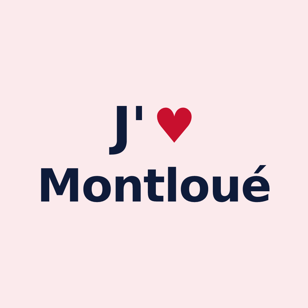 Magnet personnalisé Montloué — design « J'aime Montloué » imprimé sur le magnet