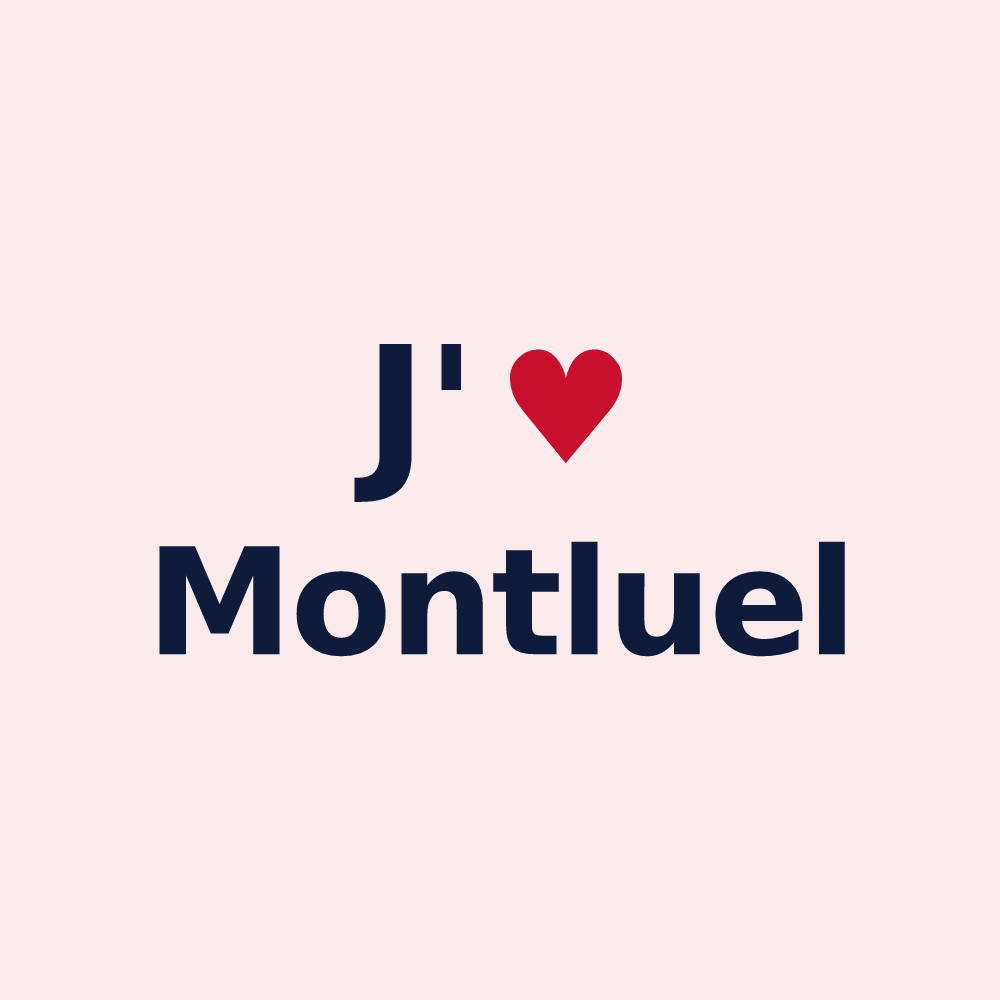 Magnet personnalisé Montluel — design « J'aime Montluel » imprimé sur le magnet