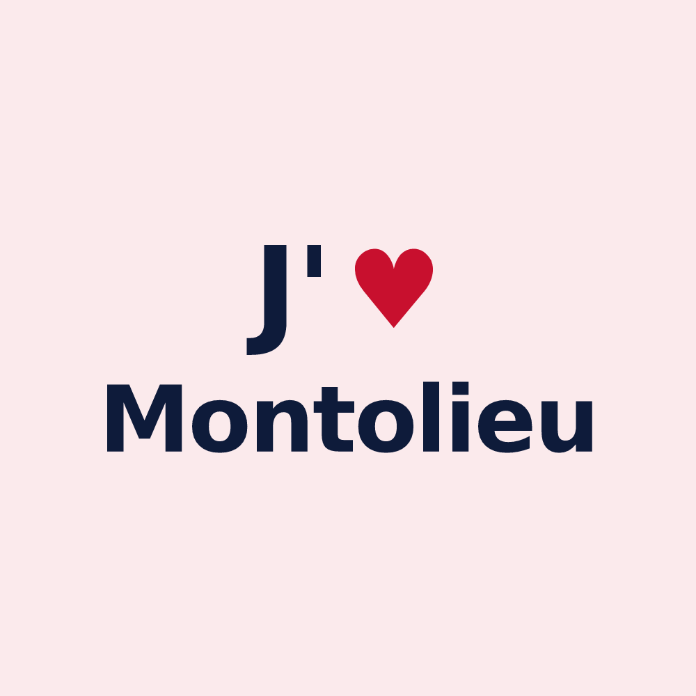 Magnet personnalisé Montolieu — design « J'aime Montolieu » imprimé sur le magnet