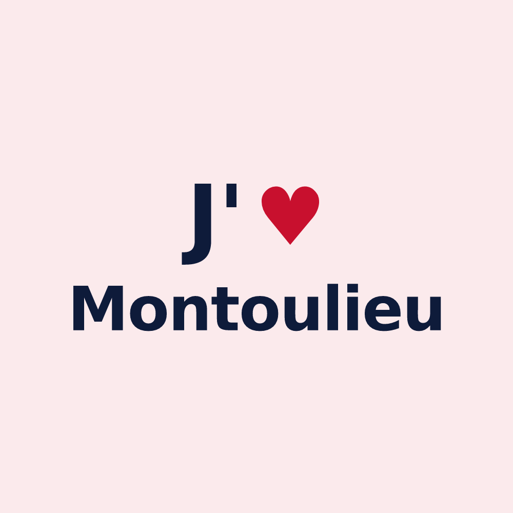 Magnet personnalisé Montoulieu — design J'aime Montoulieu