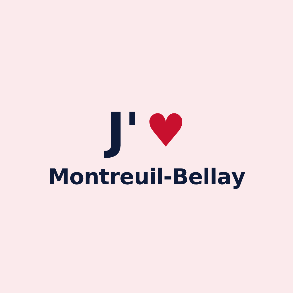 Magnet personnalisé Montreuil-Bellay — design « J'aime Montreuil-Bellay » imprimé sur le magnet
