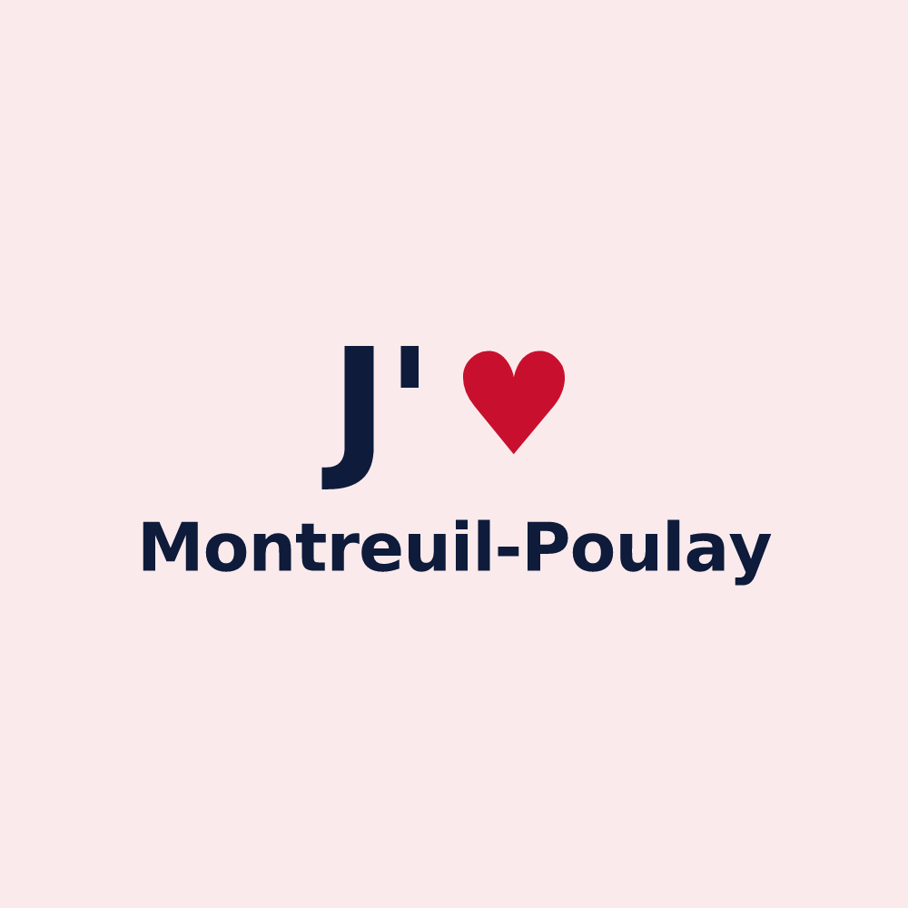 Magnet personnalisé Montreuil-Poulay — design J'aime Montreuil-Poulay