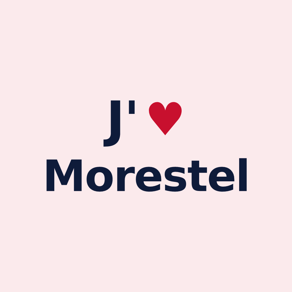 Magnet personnalisé Morestel — design « J'aime Morestel » imprimé sur le magnet