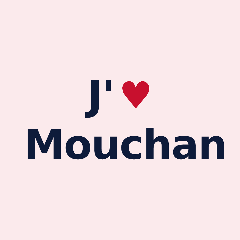 Magnet personnalisé Mouchan — design J'aime Mouchan