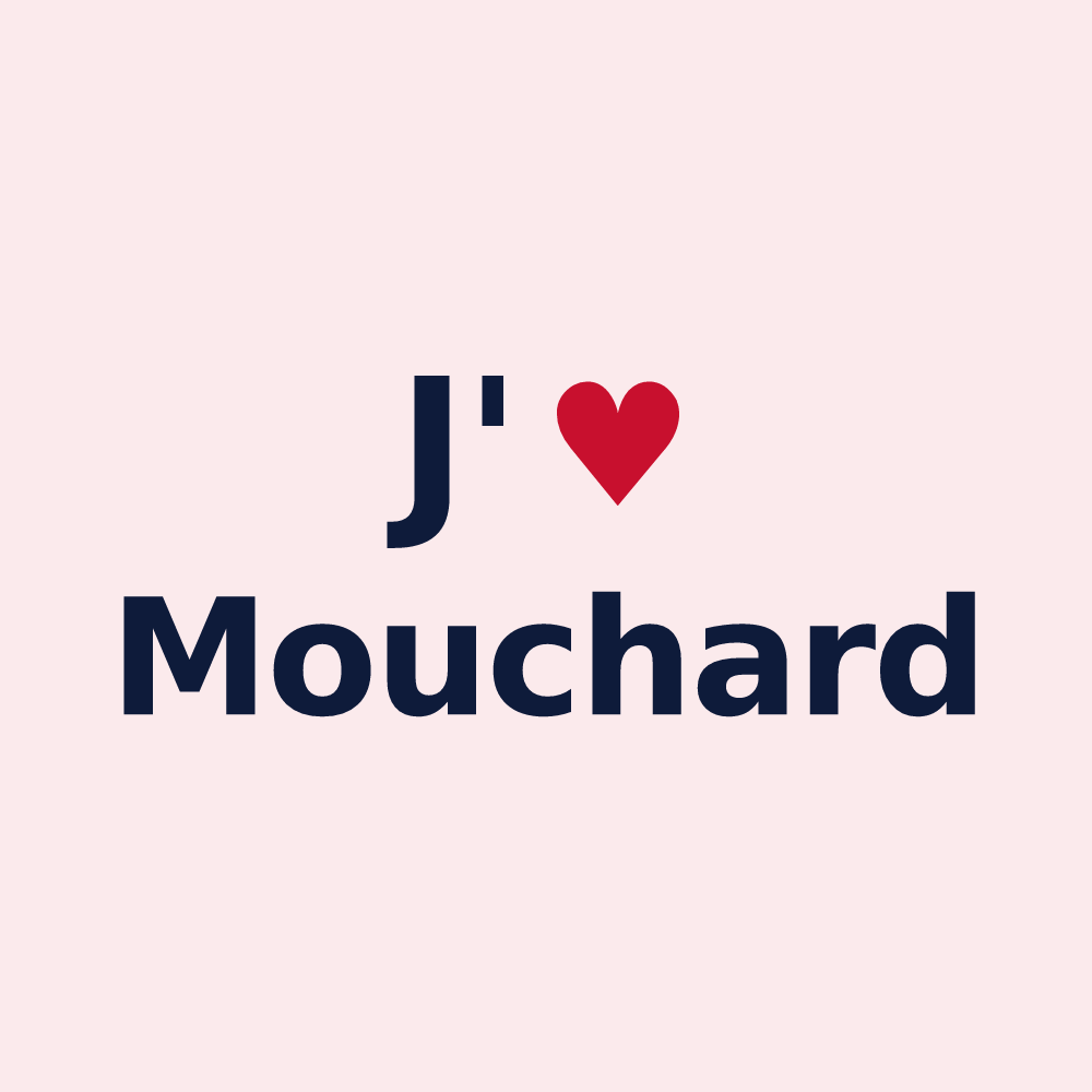 Magnet personnalisé Mouchard — design « J'aime Mouchard » imprimé sur le magnet