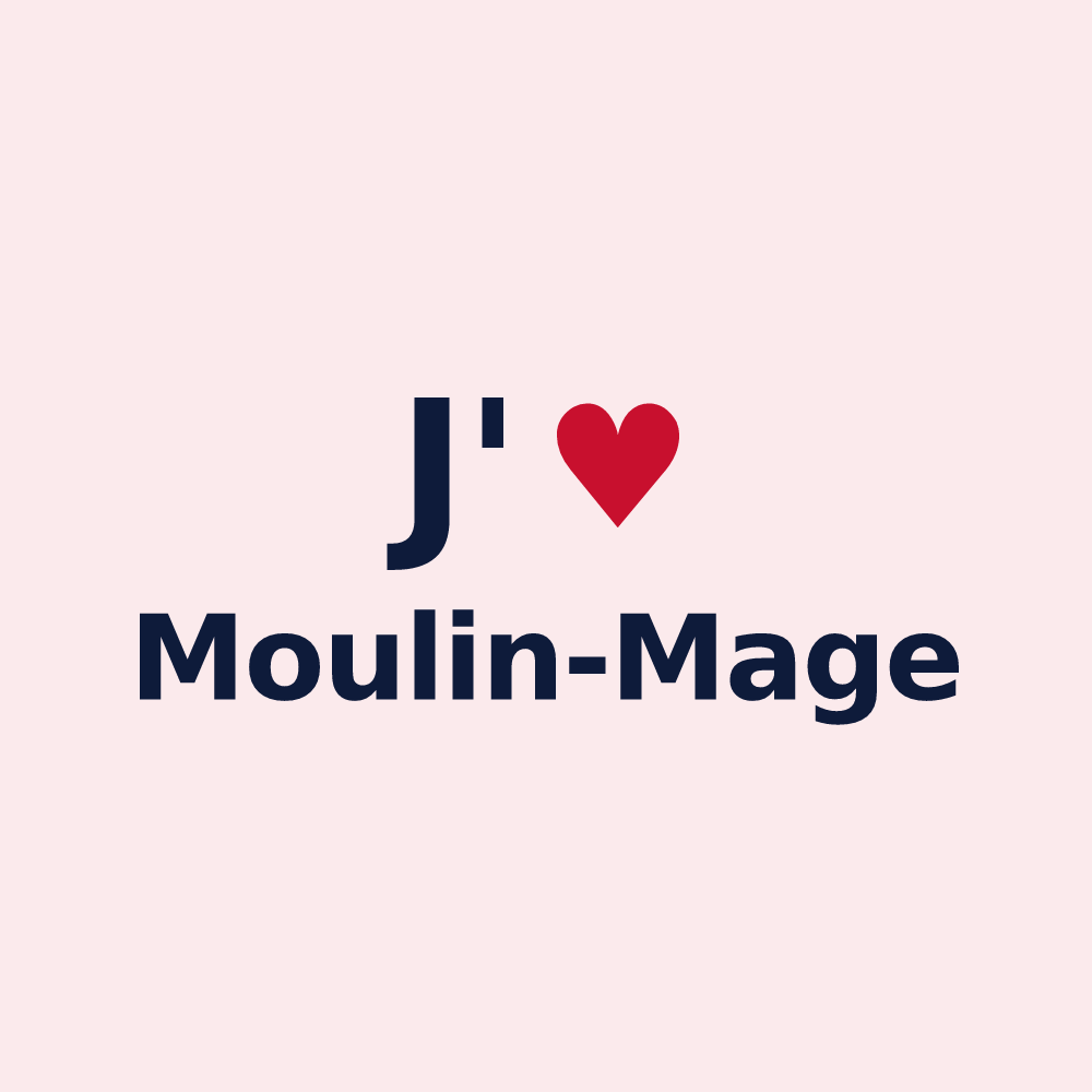 Magnet personnalisé Moulin-Mage — design J'aime Moulin-Mage