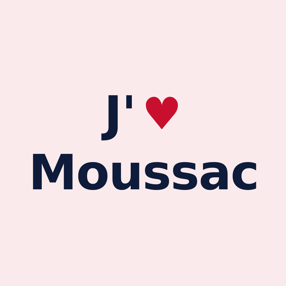 Magnet personnalisé Moussac — design J'aime Moussac