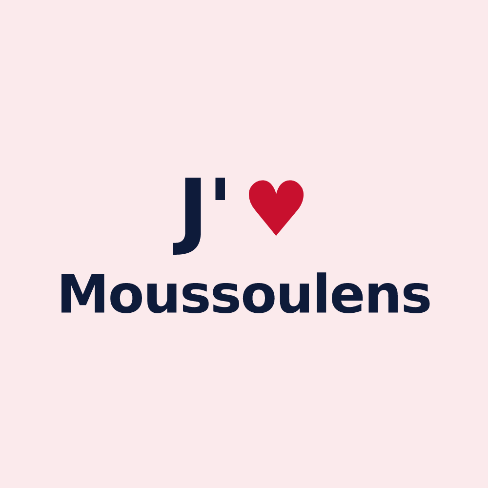 Magnet personnalisé Moussoulens — design J'aime Moussoulens