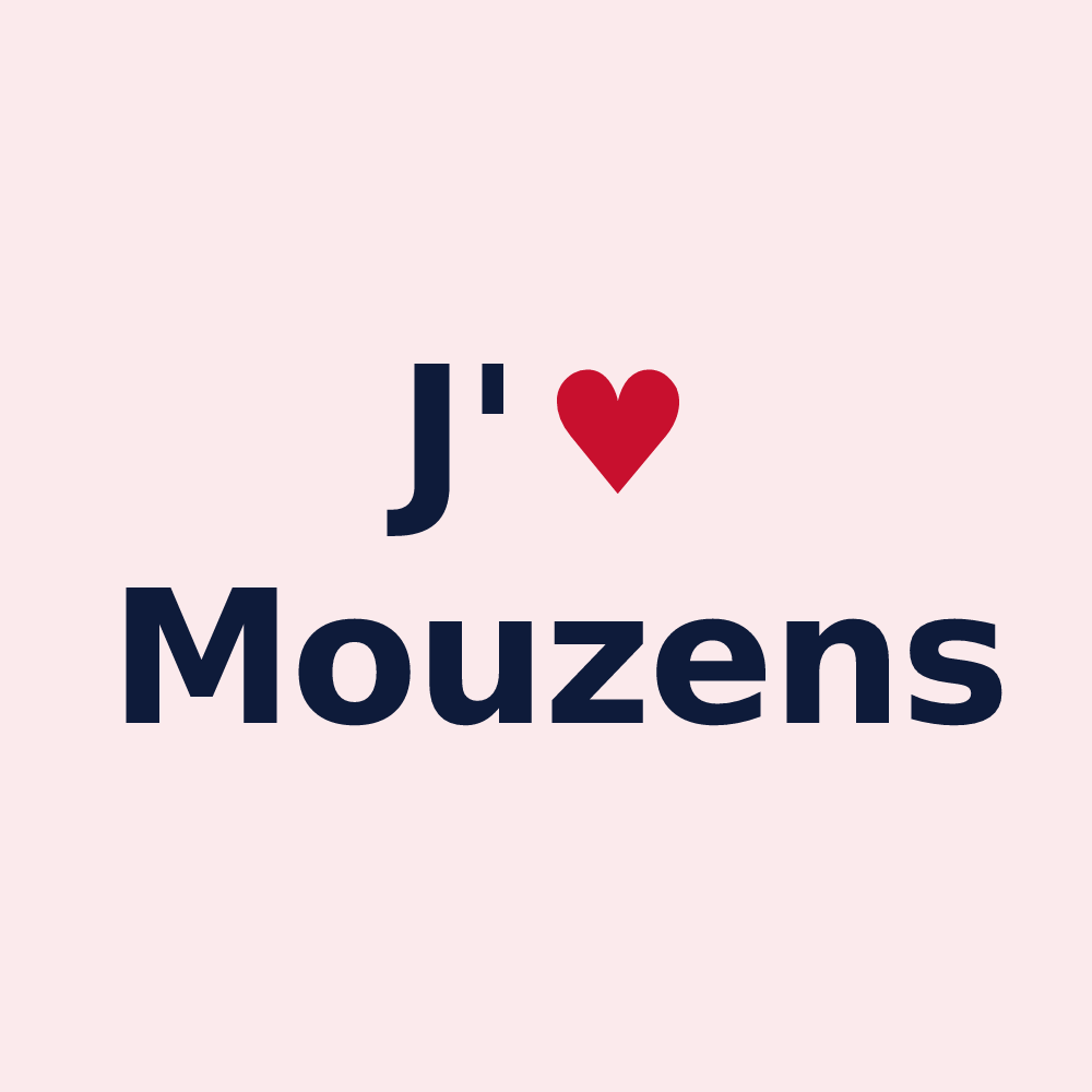 Magnet personnalisé Mouzens — design « J'aime Mouzens » imprimé sur le magnet