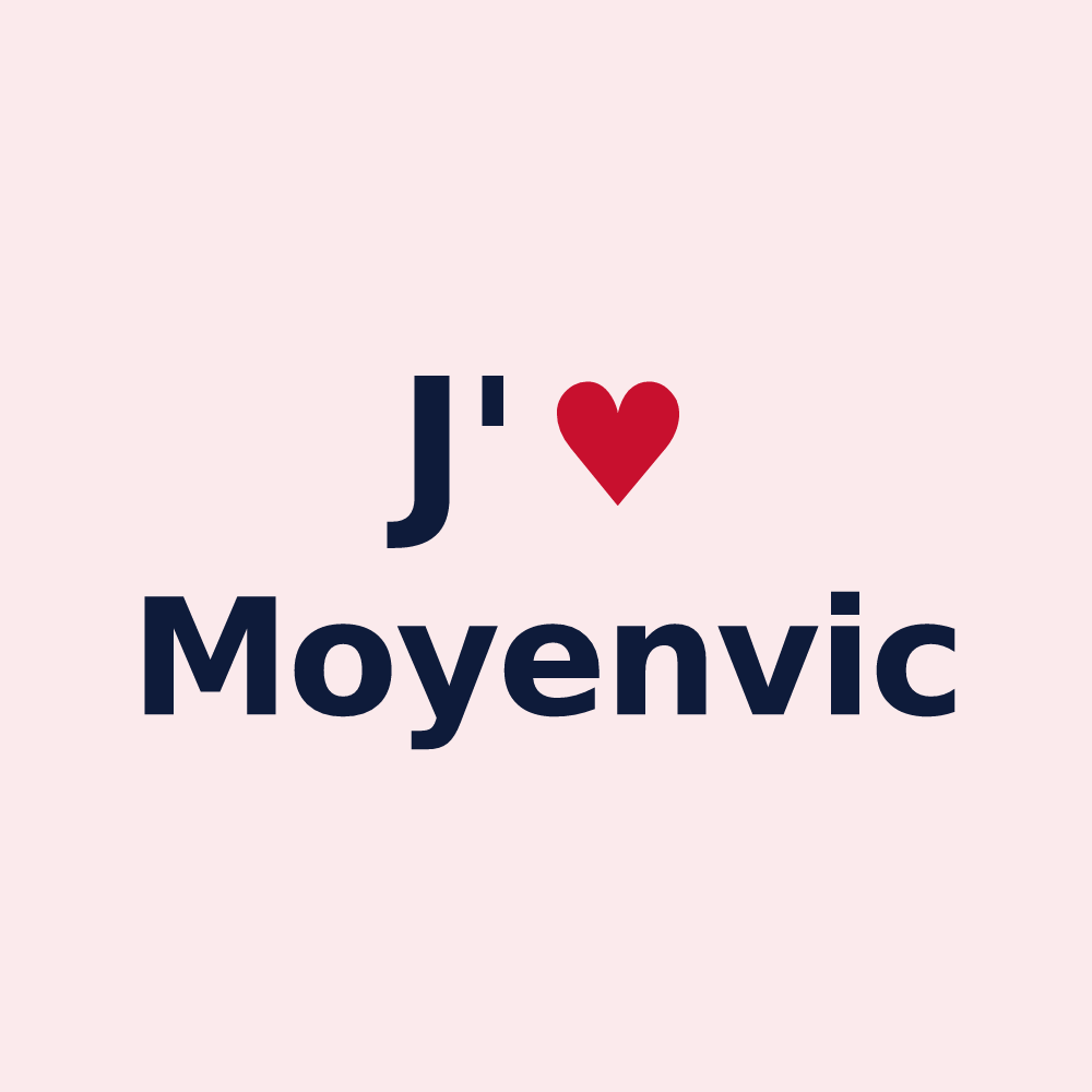 Magnet personnalisé Moyenvic — design J'aime Moyenvic