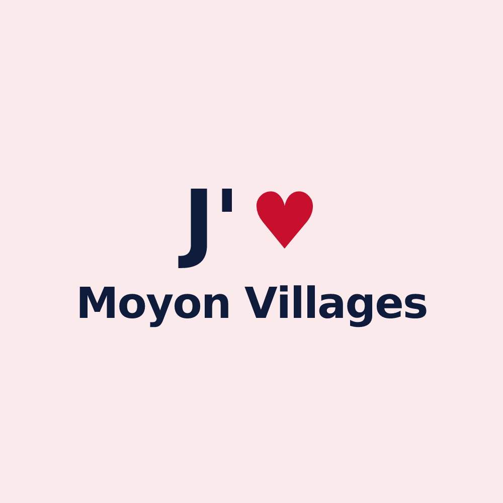 Magnet personnalisé Moyon Villages — design J'aime Moyon Villages