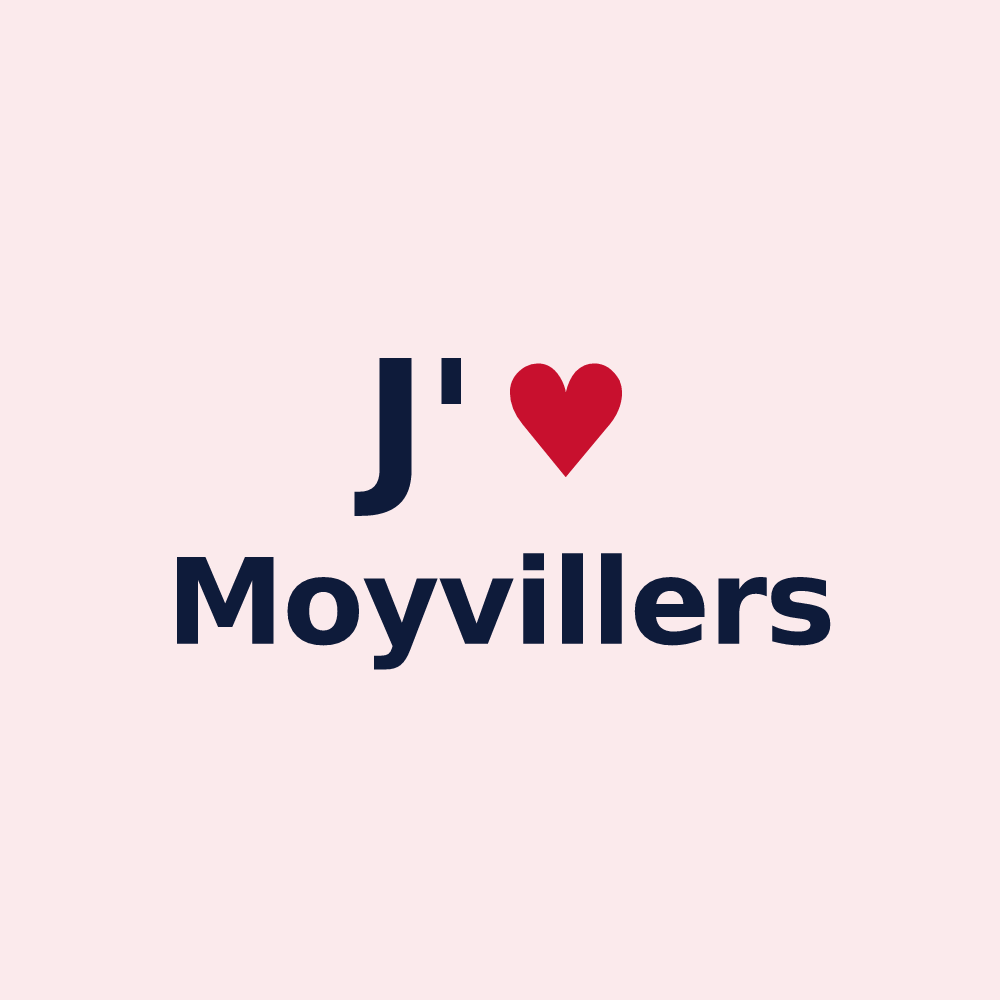 Magnet personnalisé Moyvillers — design « J'aime Moyvillers » imprimé sur le magnet