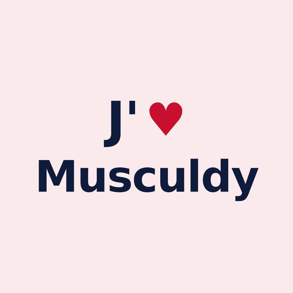 Magnet personnalisé Musculdy — design J'aime Musculdy